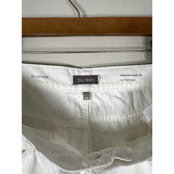DL1961 Hepburn Wide Leg High Rise Vintage White Ankle Jeans Womens Size 28 - Picture 8 of 9